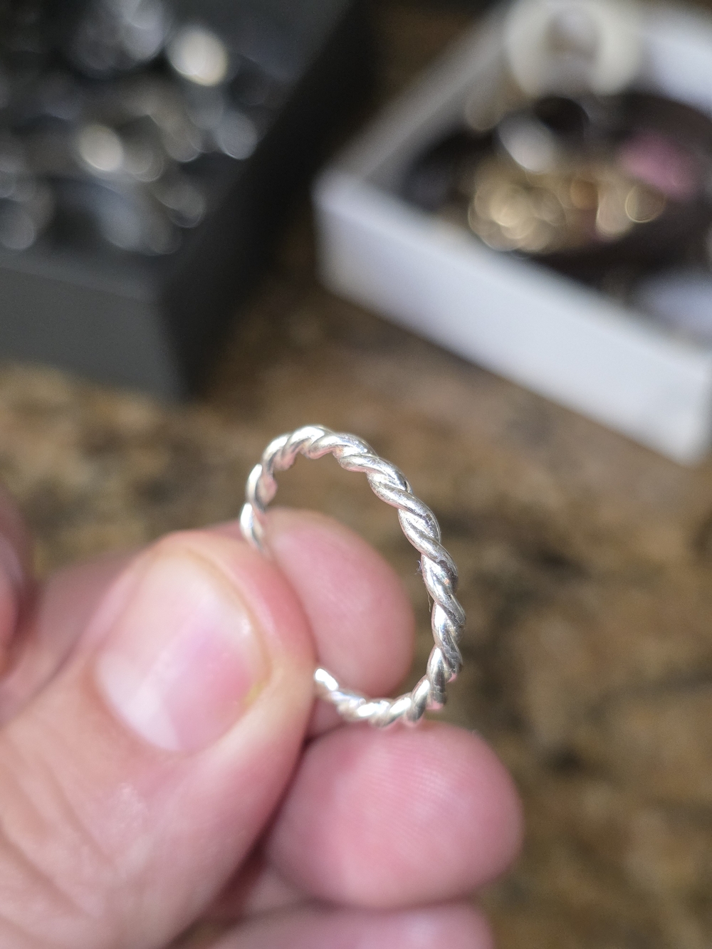Twisted Rope Stackable Ring - Silver - Picture 4 of 4